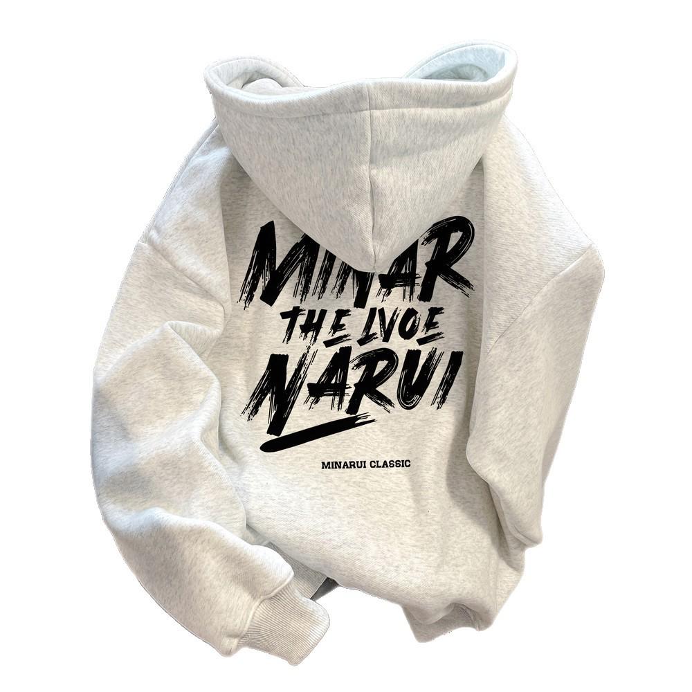 American Trendy Brand Men's Plus Velvet Heavyweight Hoodie - Autumn/Winter Loose Fit.