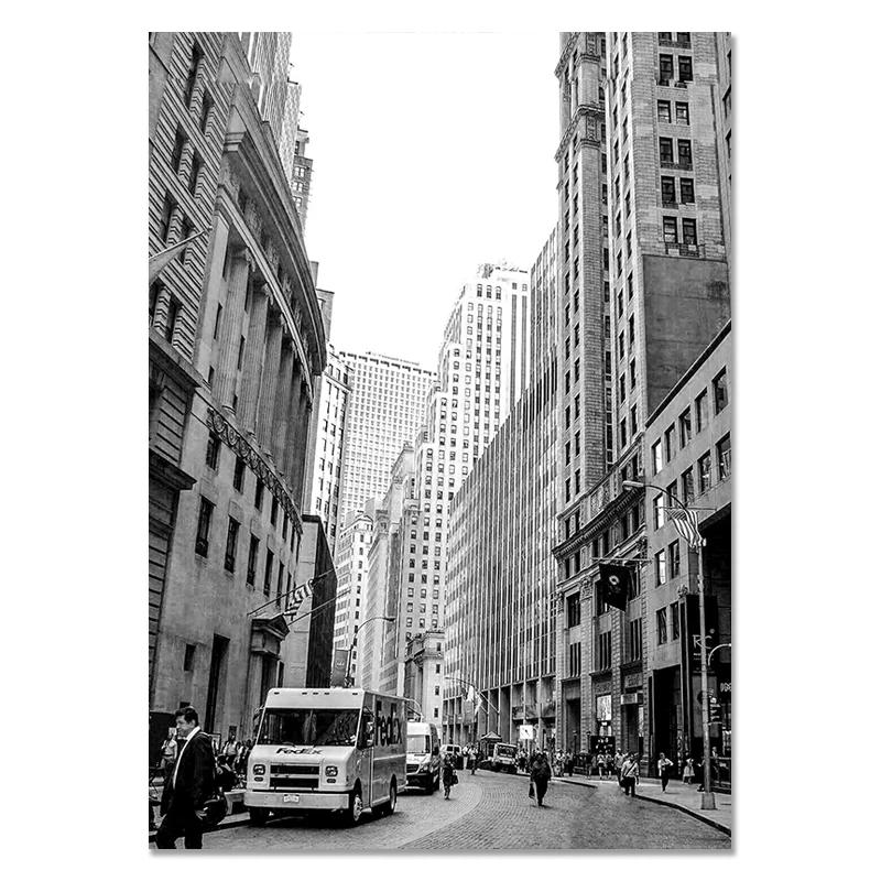 New York Picture Black and White Wall Art for Living Room Decorative Painting Canvas Poster Street Sign Building  Wall Decor