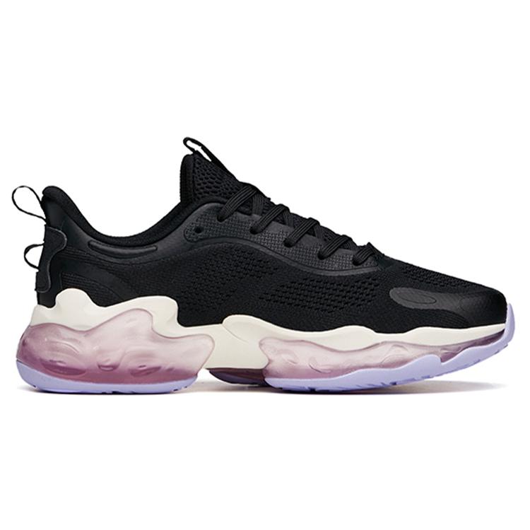 New Anta Cushioning Rebound Low Top Running Shoes Women's Black Purple 122035501-12