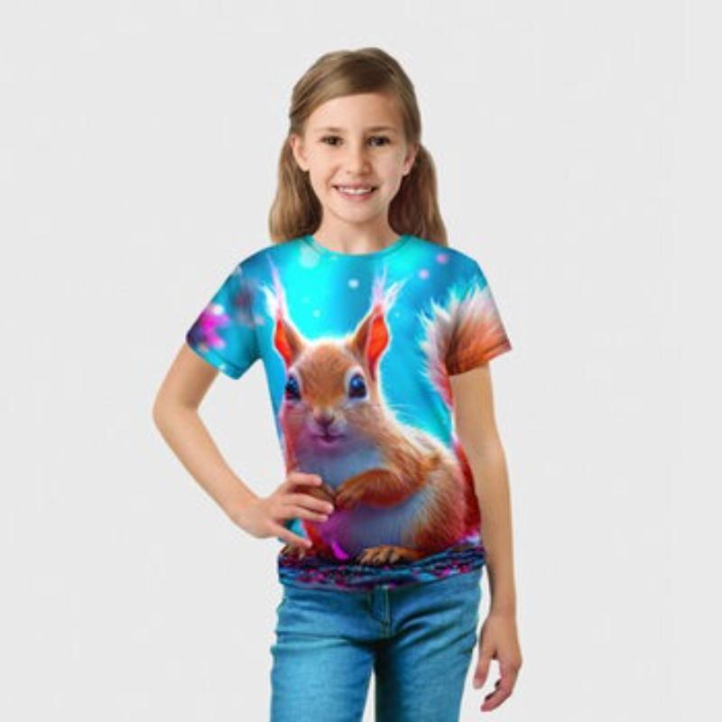 

Children s Cartoon Rabbit Print Cute T-shirt Girls Short Sleeved Fashionable Soft Comfortable Top 110