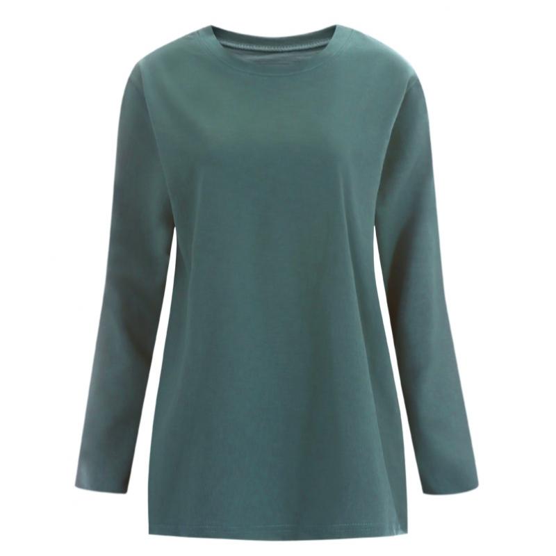 Shop   Women Loose FiT Slub Round Long Sleeve T shirT Brown Dai Wsh 1009