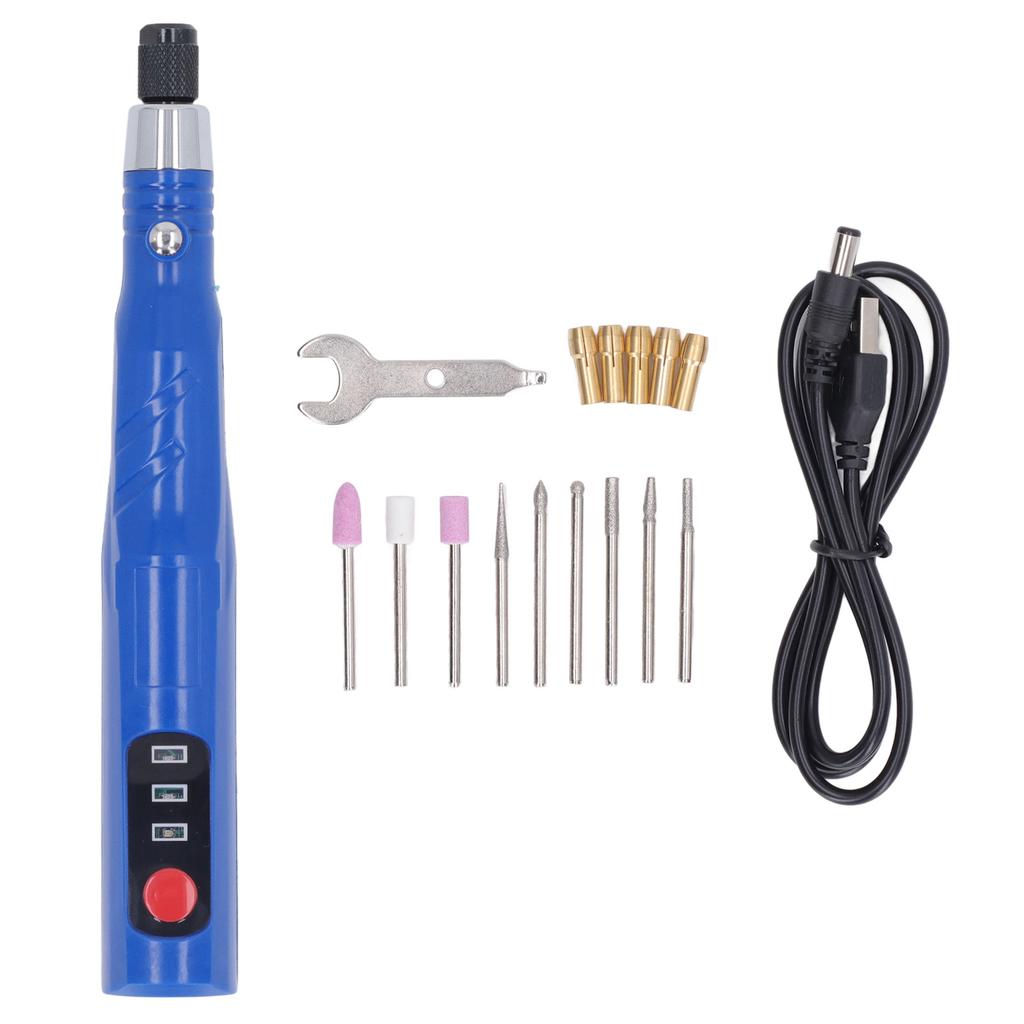 Electric Grinding Pen Polishing Kit Mini USB Charging Portable Cordless Rotary Tool 30W Blue