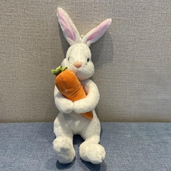 Cute Bunny Plush Toy Hugging Carrot Soft Stuffed Rabbit Doll for Kids