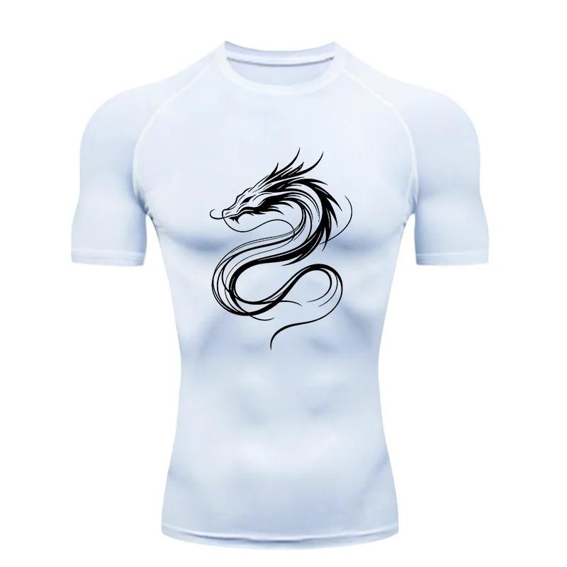 Men Sports T-Shirt Training Jogging Casual Running Workout Compression Fashion Athletic Tees Rashguard Men Short Sleeve Elastic Fitness Suit