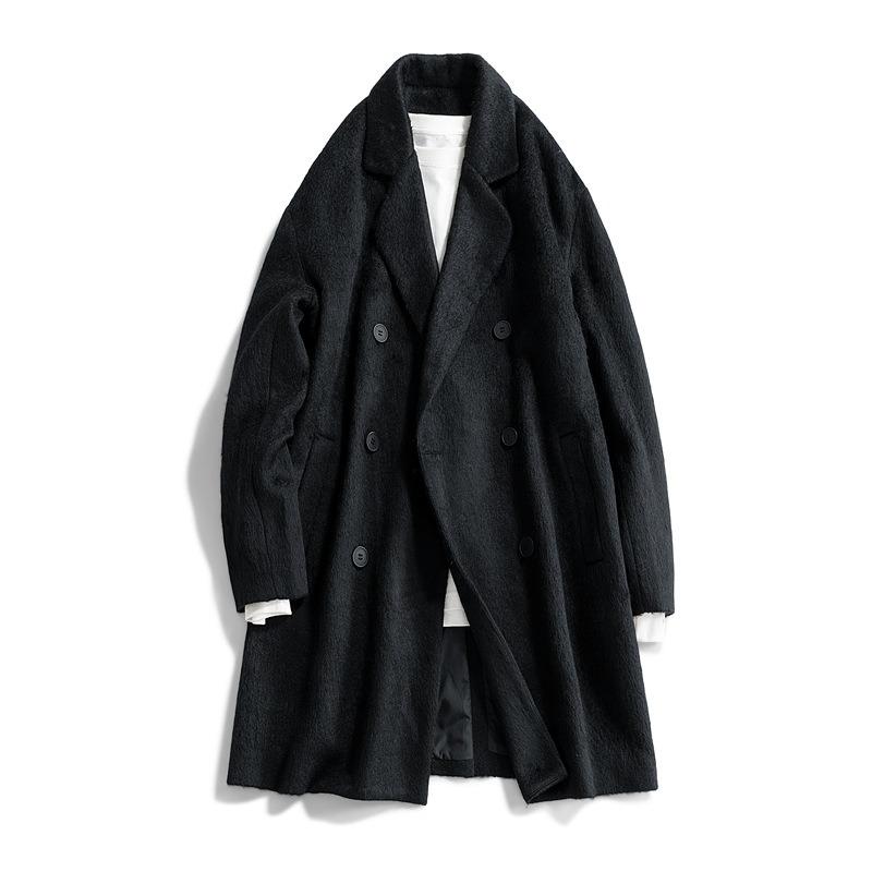 Long woolen coat men's trench coat over the knee loose autumn and winter tide brand thickened top