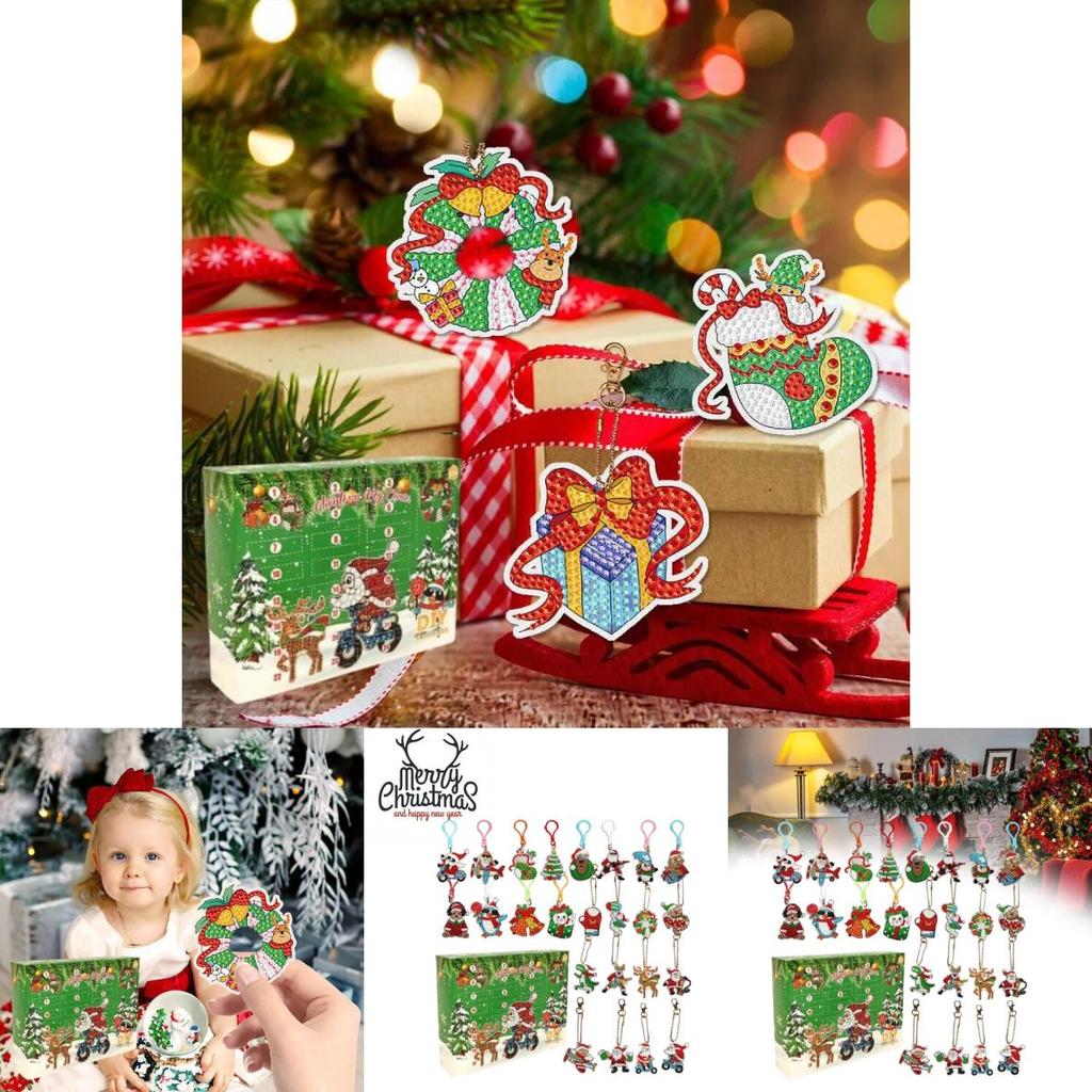 Bunte Acryl-Weihnachtsmalerei-Schlüsselanhänger im Cartoon-Stil Perfekt zum Verschenken in der Weihnachtszeit