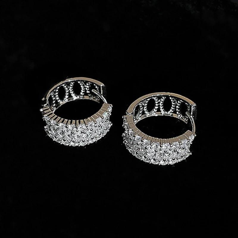 

Huitan Dazzling Dainty Hoop Earrings for Women Versatile Daily Wearable Ear Accessories Delicate Modern Trendy Party Zircon