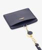 Afternoon Tea Living HQ43 Genuine Leather Cord Reel ID Case with Flower Charm / Afternoon Tea PREMIUM, Navy