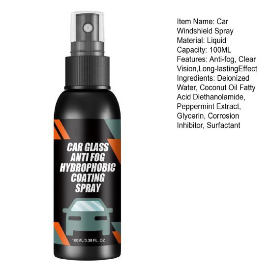 100ML Car Windshield Spray Clear Vision Long-lasting Effect Rearview Mirror Visibility Enhancer Car Glass Waterproof Anti Fog Coating Agent Spray