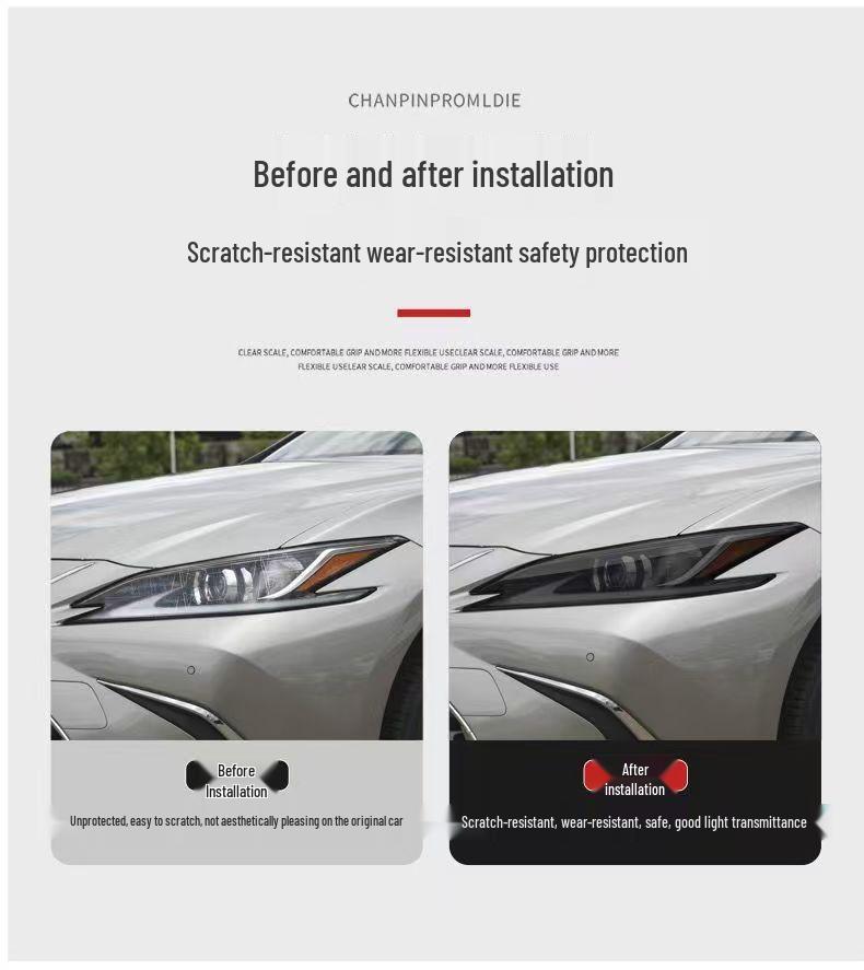 Compatible Smoked Headlight Film for Lexus ES200/IS/NX200/RX300 - Light-Controlled Color-Changing