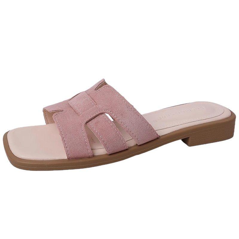 Korean version of Xiaoxiangfeng slope heel cool slippers, wearing versatile fashion with skirts, one-word slippers, summer soft-soled beach shoes