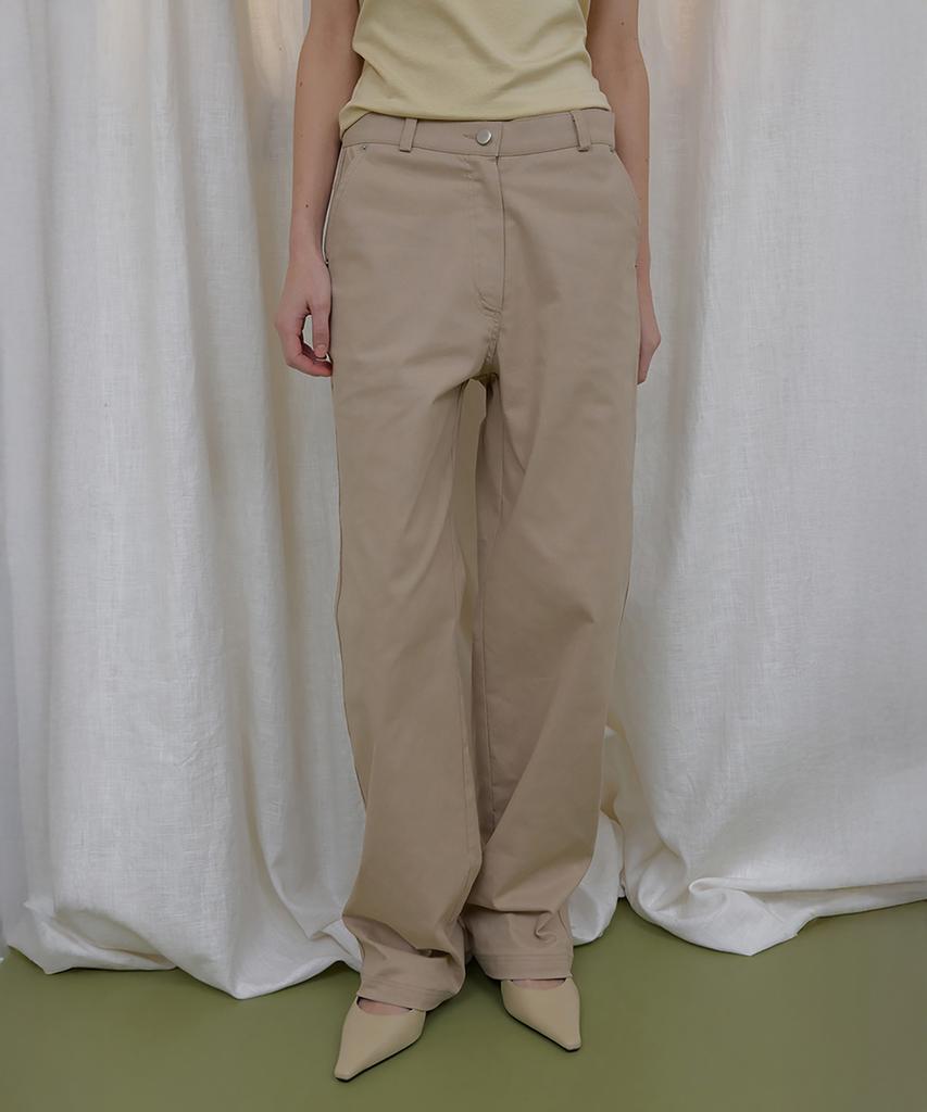 Lonkeu Color Cotton Wide Pants (Beige)