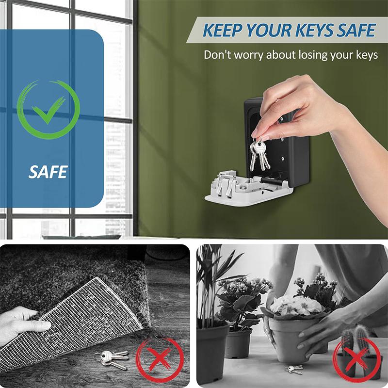Zinc Alloy Material Wall Mount Key Lock Box 4 Digit Password Code Security Lock Home Office Key Safe Secret Storage Box