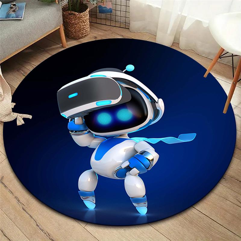 ASTRO BOT Runder Teppich, Teppich für Wohnzimmer Schlafzimmer Sofa Spielzimmer Dekoration, Rutschfeste Bodenmatte
