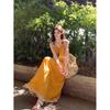 The island is beautiful, dopamine photo vacation dress, female Bali seaside film, wear a relaxed dress