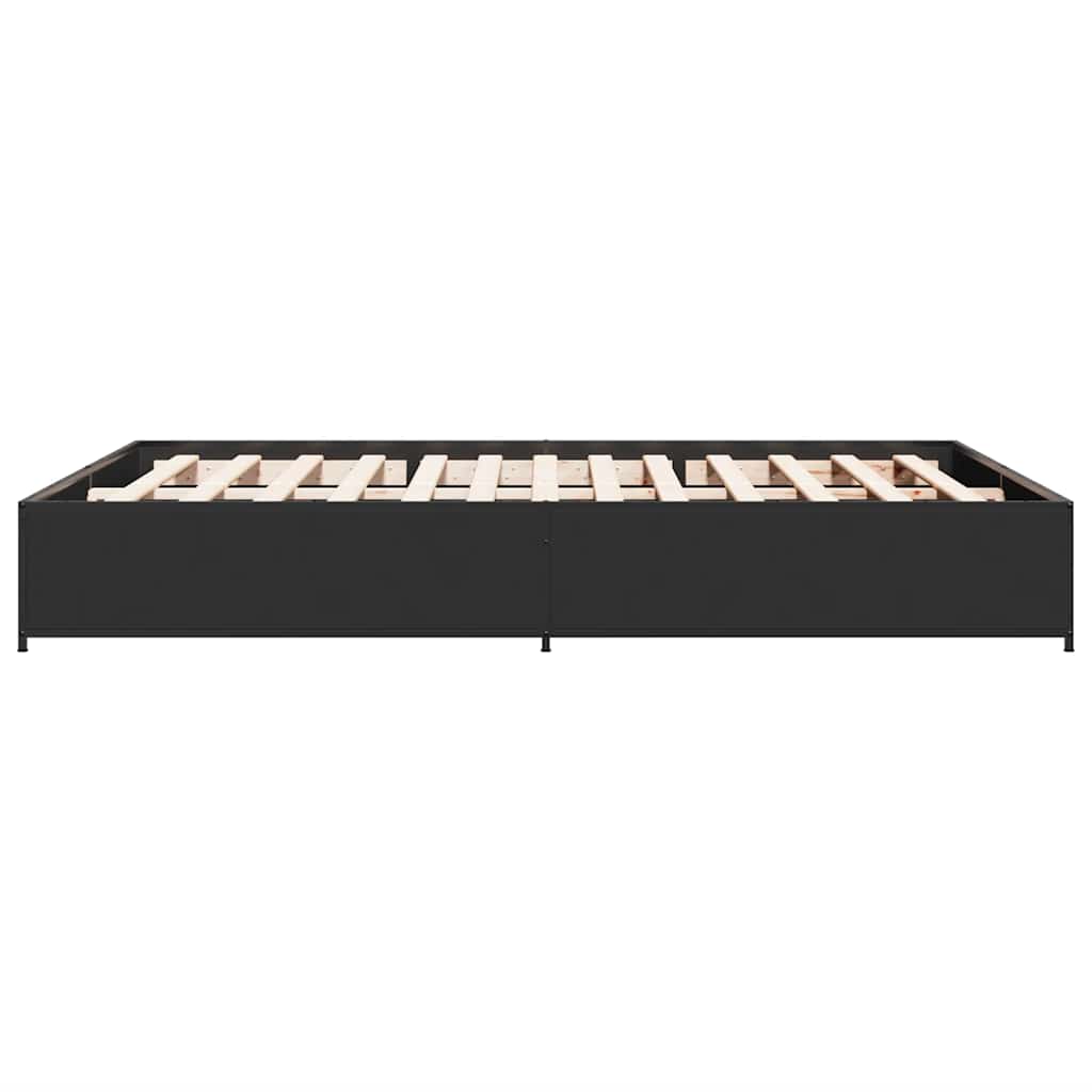 Bed Frame Black 120x190 cm Particleboard and Metal