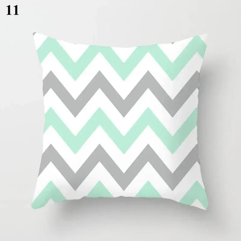 Housse de coussin géométrique, décoration de lit moderne, vert menthe, bleu, pour canapé élégant