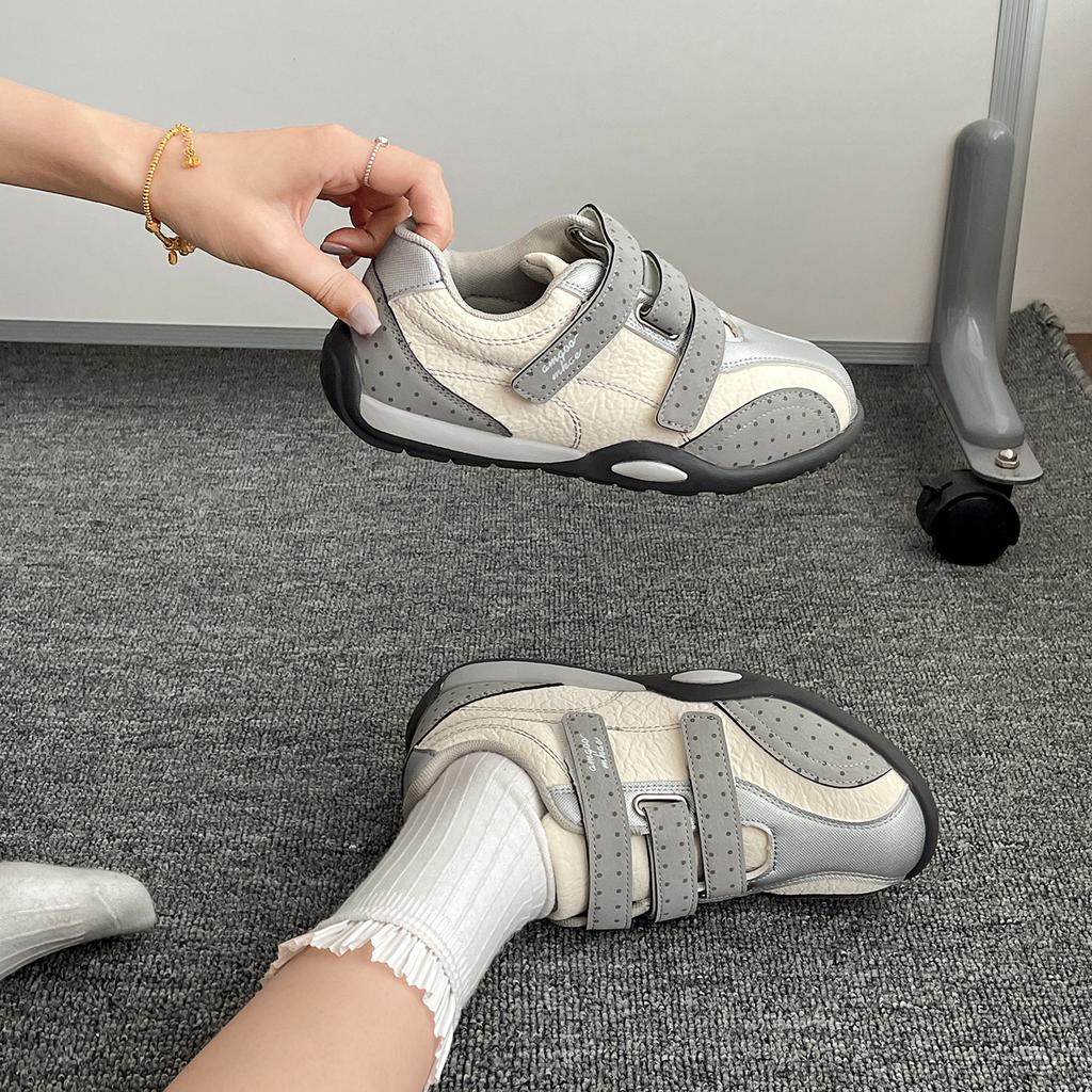 Queen Fan White Retro Thick-soled Velcro German Training Shoes Women's 2025 New Autumn Versatile Forrest Gump Sneakers