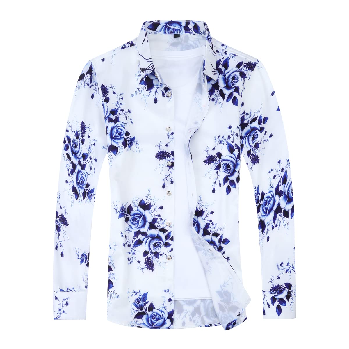 

CEEN Long Sleeve Aloha Plus Japanese Spring Floral Print Top Men s Shirt, Casual, All-Over Print, Sizes, Stylish, Pattern, Button-Down Shirt, Stylish,