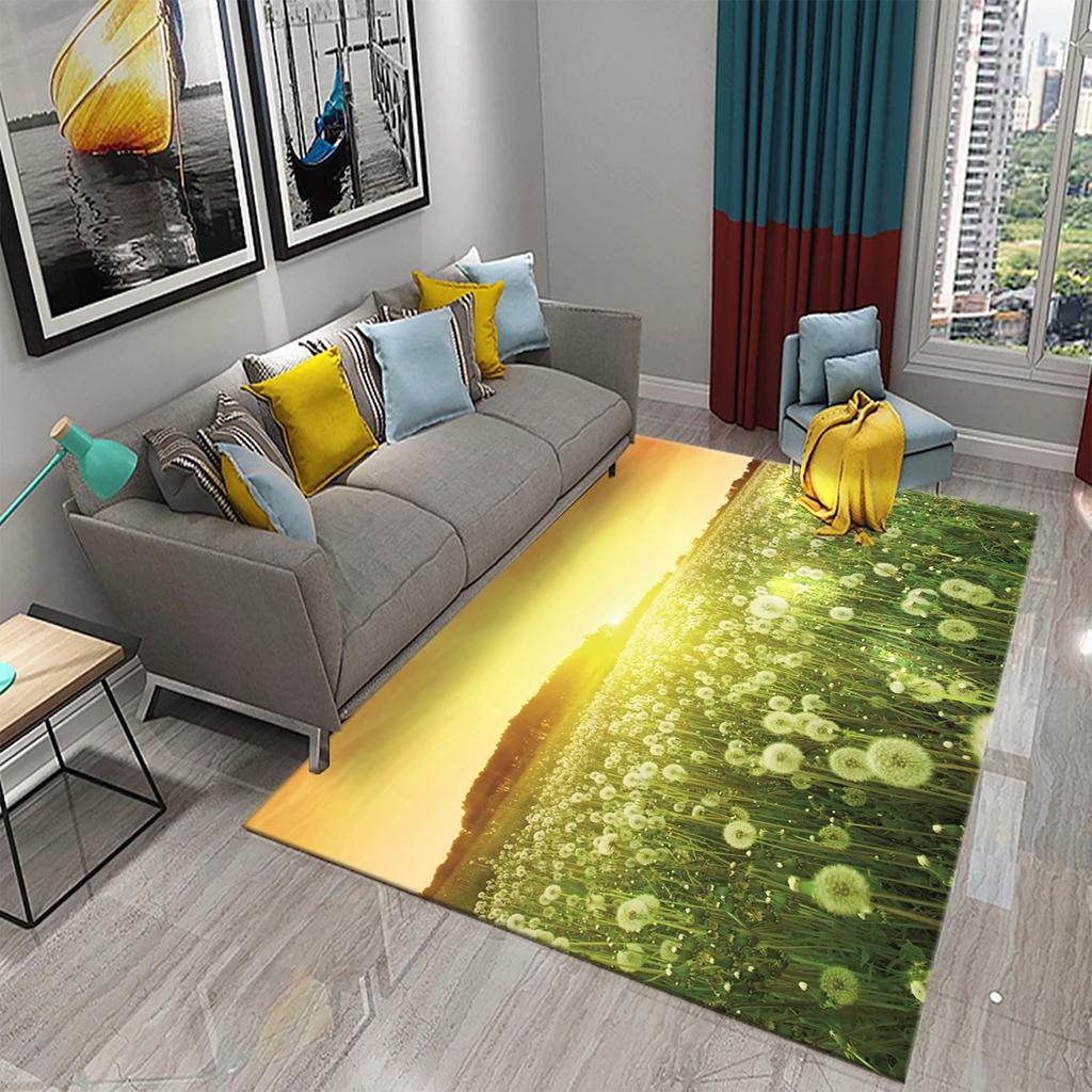 3D Löwenzahn Muster Teppich Fußmatte Rutschfest Badezimmer Schlafzimmer Wohnzimmer Teppich Fußmatte Küche Hauseingang Bodendekor Geschenke