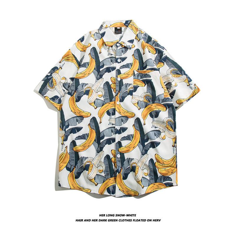 Summer Mens Hawaiian Casual  Shirts Short Sleeve Button Fashion Print Beach Floral  Vintage Tops