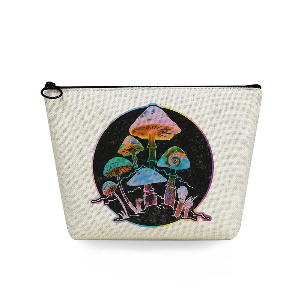 Women Mushroom Print Cosmetic Bag Toiletries Organize Travel Storage Case 6869