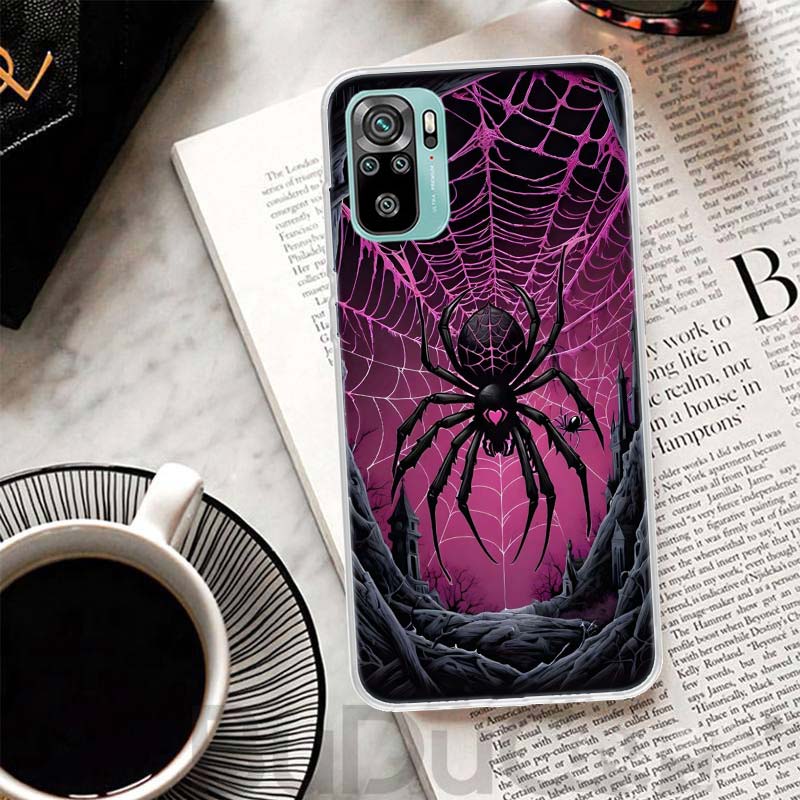 Black Widow Spider Insect Cover For Xiaomi Redmi Note 10 9S 9 8T 8 Pro 7 5 Mi 9T 10T 11T 12T 11 12 Lite 12X A3 A2 A1 Print Coque