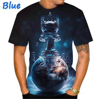 Schach-Serie 3D-gedrucktes Herren-Freizeit-Kurzarm-T-Shirt Herren-T-Shirt