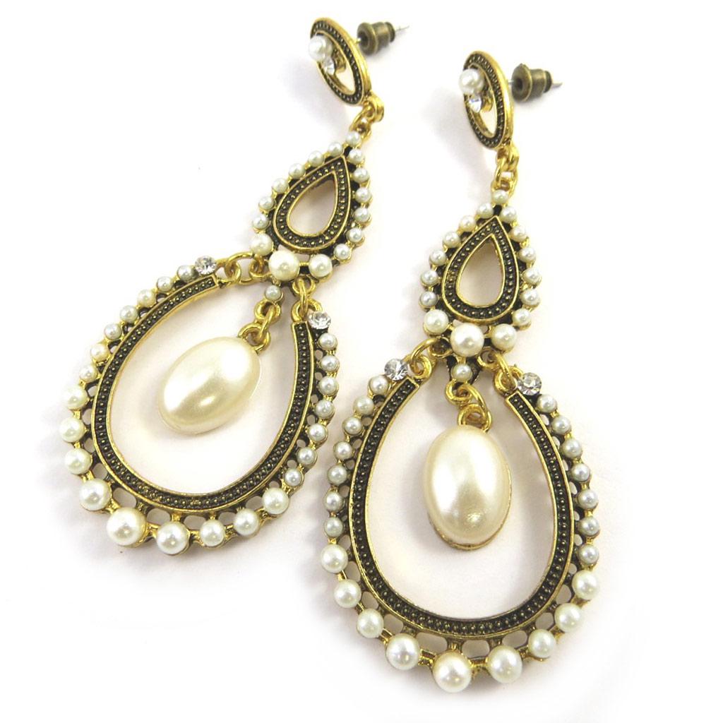 Les Trésors De Lily [M8063] - Designer Earrings 'Sissi' Golden Beige