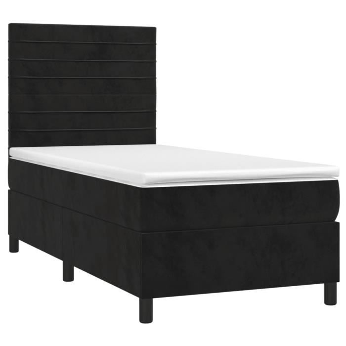 3143051 vidaXL Lit à sommier tapissier et matelas Noir 80x200 cm Velours