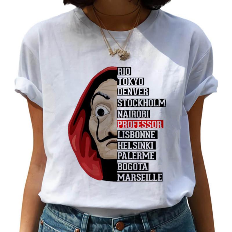 Money Heist Harajuku T Shirts Women La Casa De Papel Hip Hop T Shirts Fashion 2XL