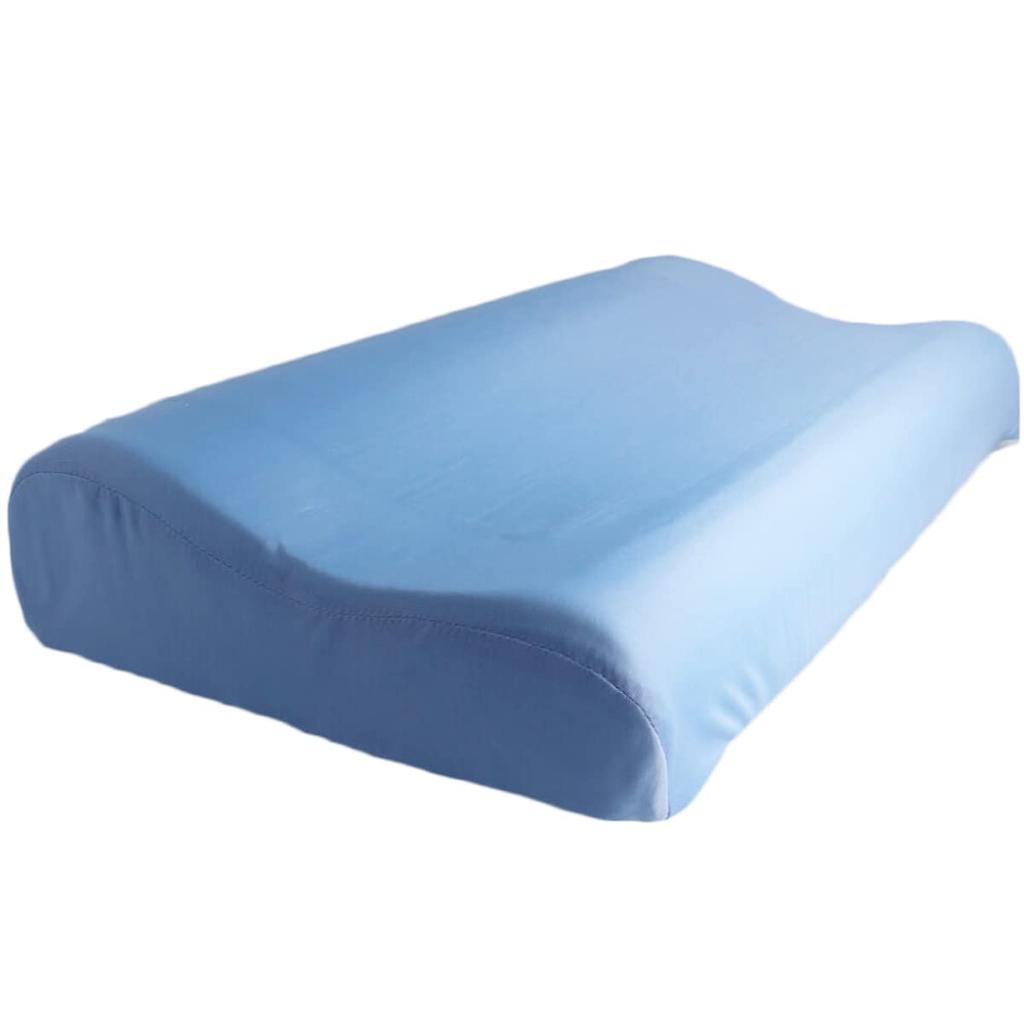 Cooling gel sheet with a cooling sensation. Wave-shaped memory foam pillow, approximately 30 x 50 x 7-10 cm.