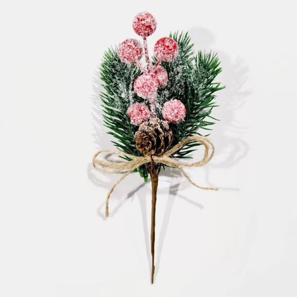 Snowflake Artificial Pine Branch Pine Cone Pine Branch Christmas Decoration Holly Flower Artificial Flower Christmas Berry Home