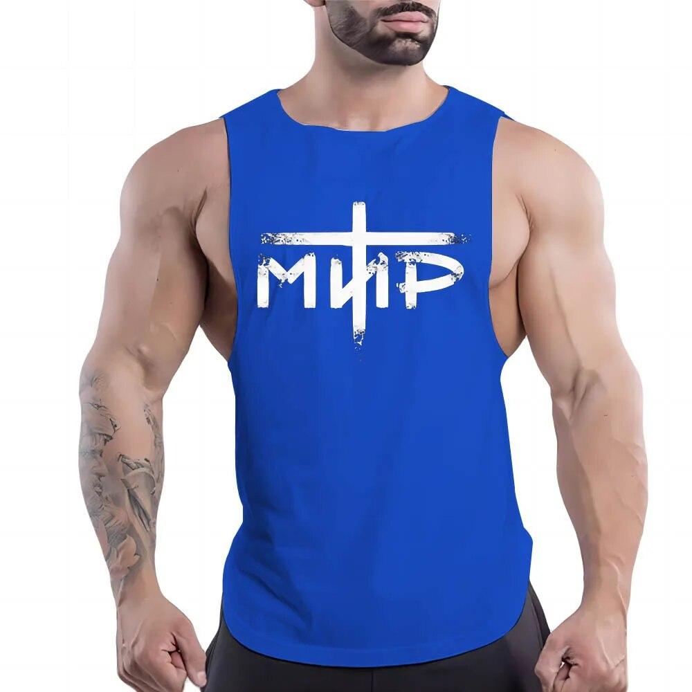 Cztery pory roku dla dorosłych mężczyzn Casual sportowa kamizelka z wycięciem pod szyją kreatywny list 2d drukuj prosta moda oddychająca koszulka bez rękawów