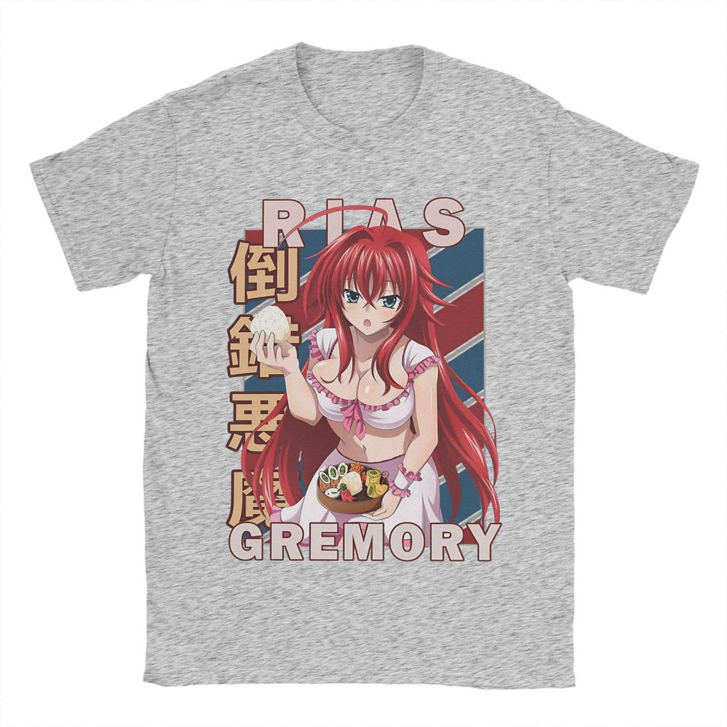 Rias Gremory Vintage High School DxD T-Shirt 100% Baumwolle Kleidung Neuheit Kurzarm Rundhals T-Shirts Geschenkidee T-Shirts