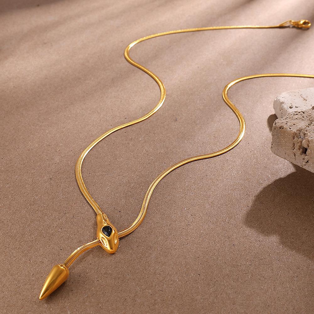 European and American Style Personalized Design Snakehead Necklace Stainless Steel Unique Long Necklace