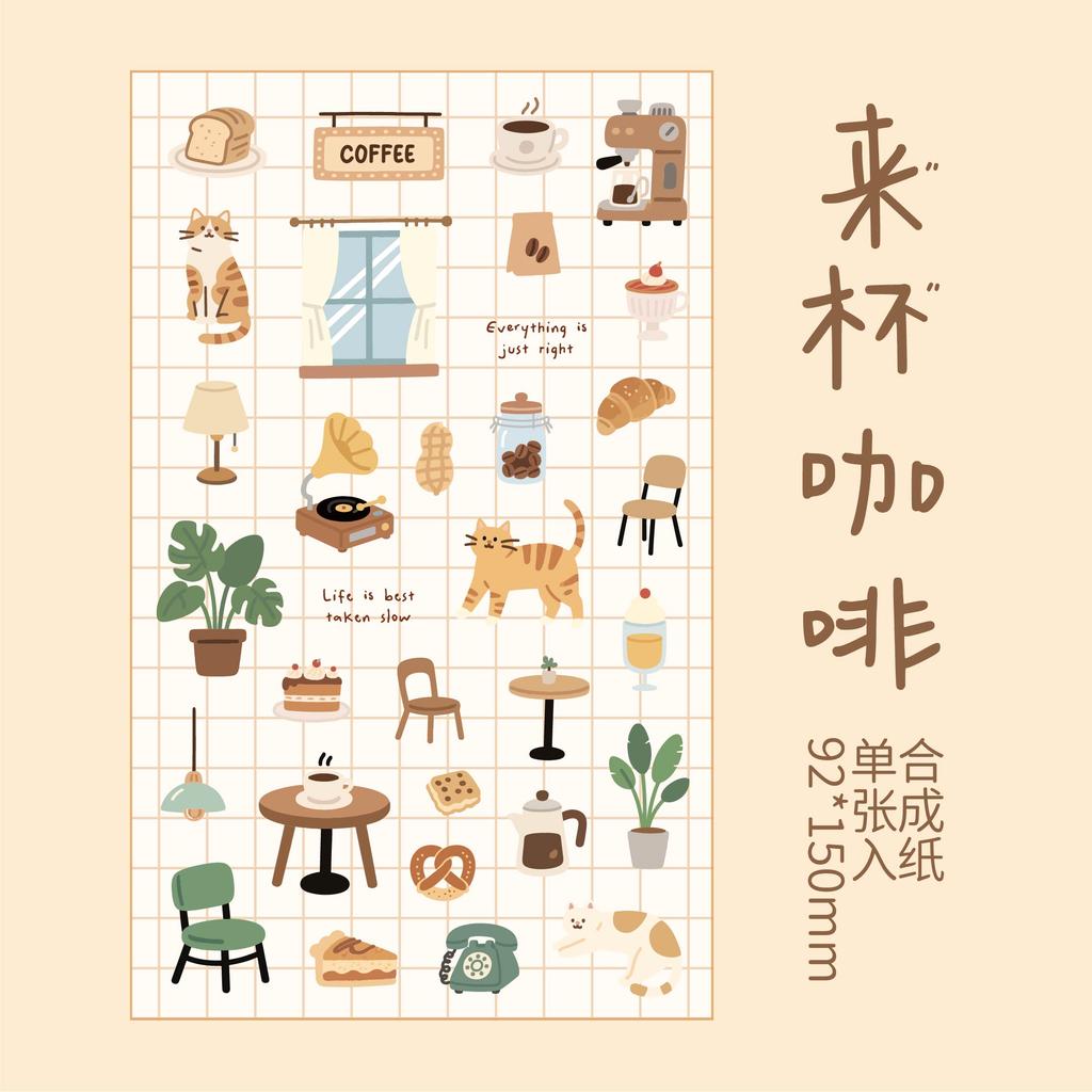 JIAMEI Slow Life Series Kawaii Ins Cartoon Small Pattern Die Cutting Stickers DIY Diary Scrapbook Aesthetic Stationery Stickers
