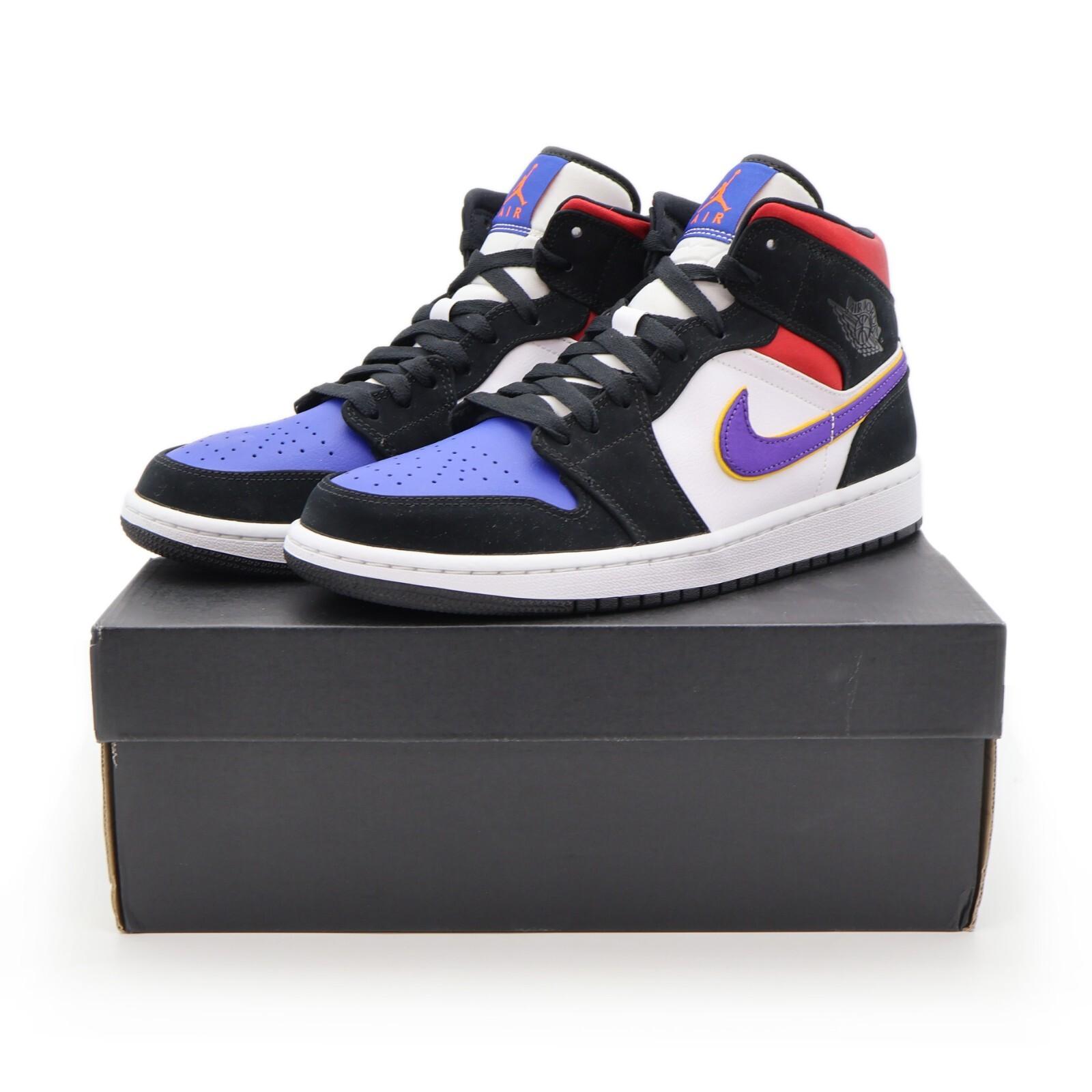852542-005 Nike Air Jordan 1 Mid Lakers Top 3 Фиолетовый Белый Gym Red Синий (Мужской) 9