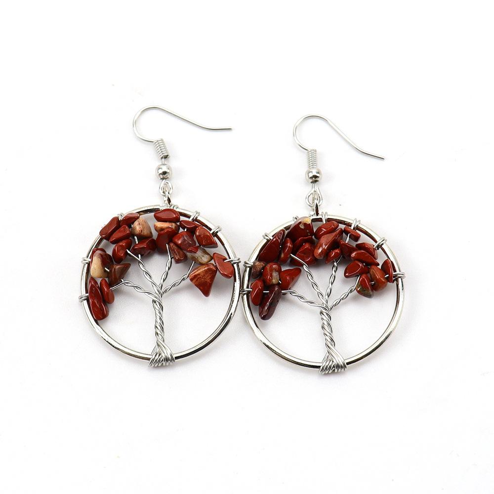 

Tiktok Straight Hand Winding Silver 3Cm Natural Crystal Gravel Tree Of Life Lucky Tree Earrings Earrings E71
