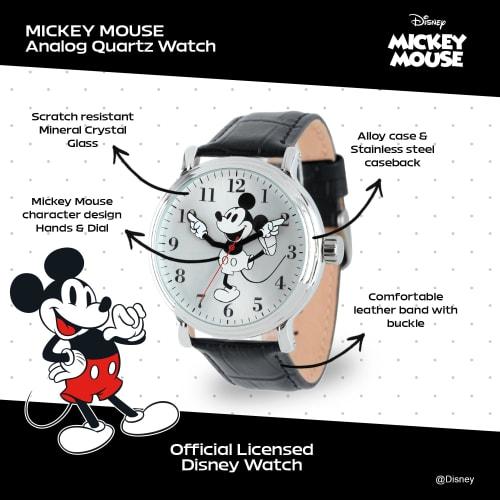 Disney Men's W001862 Mickey Mouse Analog Display Analog Quartz Black Watch
