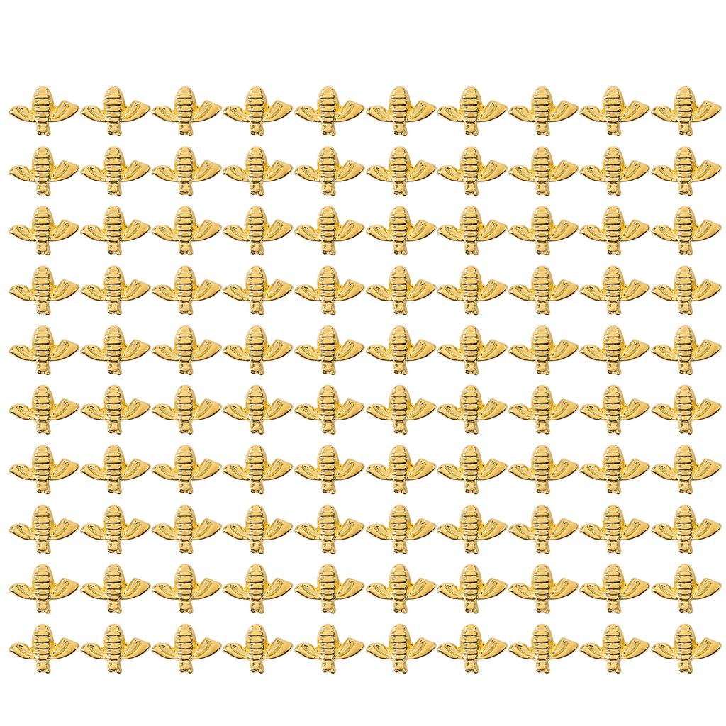 100pcs Bag Metal Bees 3D Nail Decoration Metal Stick Gold Silver Nail Decals Manicure Gold