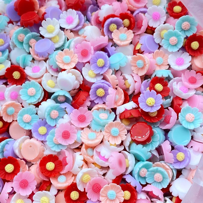 

100Pcs New Mini Cute 9mm Mixed Florets Series Resin Flatback Cabochon Scrapbook Kawaii Embellishments Accessories