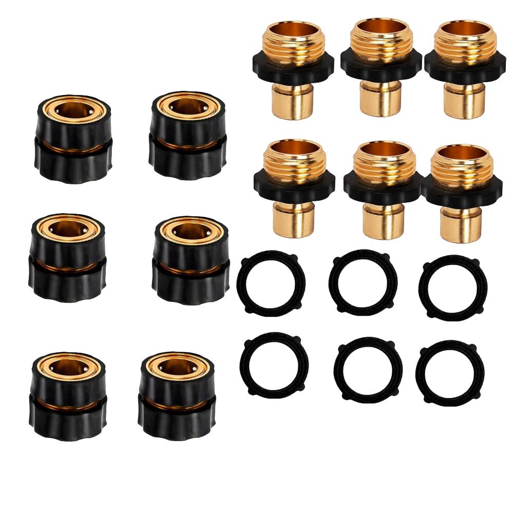 Brass Garden Hose Connectors 3/4 Inch Male Female Fittings With Washers For Watering Systems Sprinklers Drip Irrigation Kits