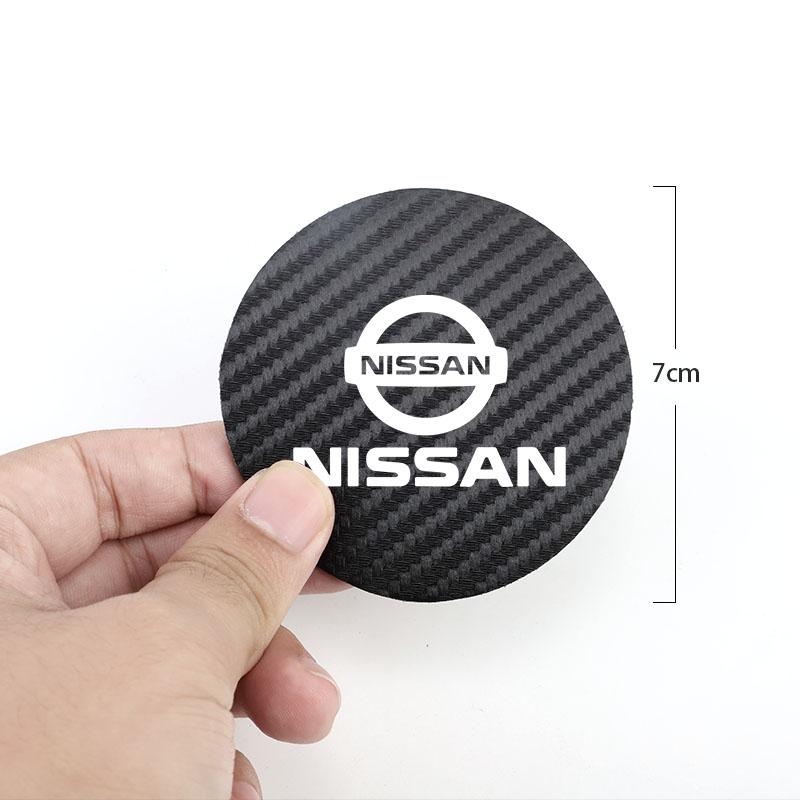 2Pcs Car Carbon Fiber Leather Anti Slip Cup Pad For Nissan GTR NISMO Qashqai Patrol X-trail Tiida Navara Sylphy Juke Teana F888