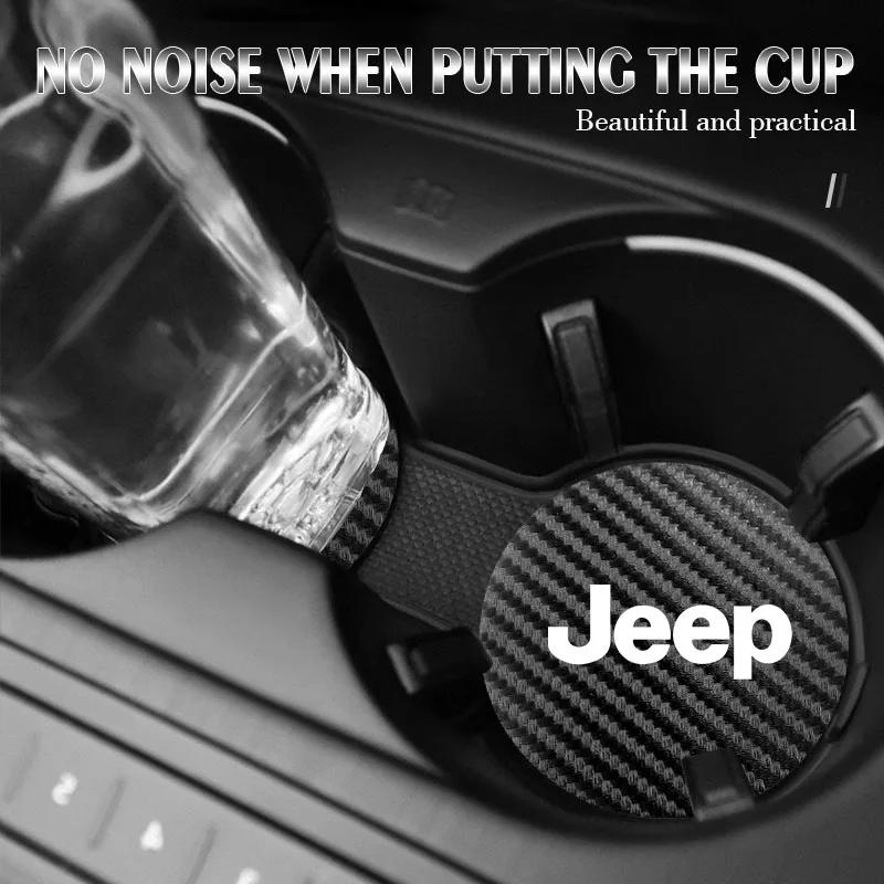 Per Jeep 2 Pezzi Sottobicchiere in Pelle Antirumore Tappetino per Tazza d'Acqua Cuscino Per Jeep Renegade Compass Grand Cherokee Wrangler Patriot Rubi