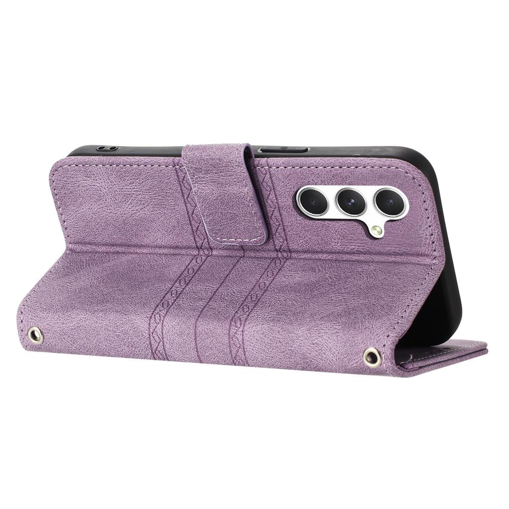For Samsung Galaxy A37 5G Case Wallet Skin-Touch Leather Imprinted Phone Cover with Wrist Strap
