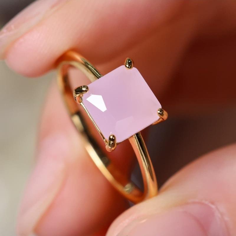 European and American simple four-claw square diamond zircon ring, ice flower cutting luxury high-end women s ring no. 5
