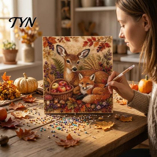 Autumn Faux Pearl Painting Kit Kit, DIY Pumpkin Turkey Art Set Sunflower 3D Wall Craft for Handmade Fall Home Decor Thanksgiving Ornaments