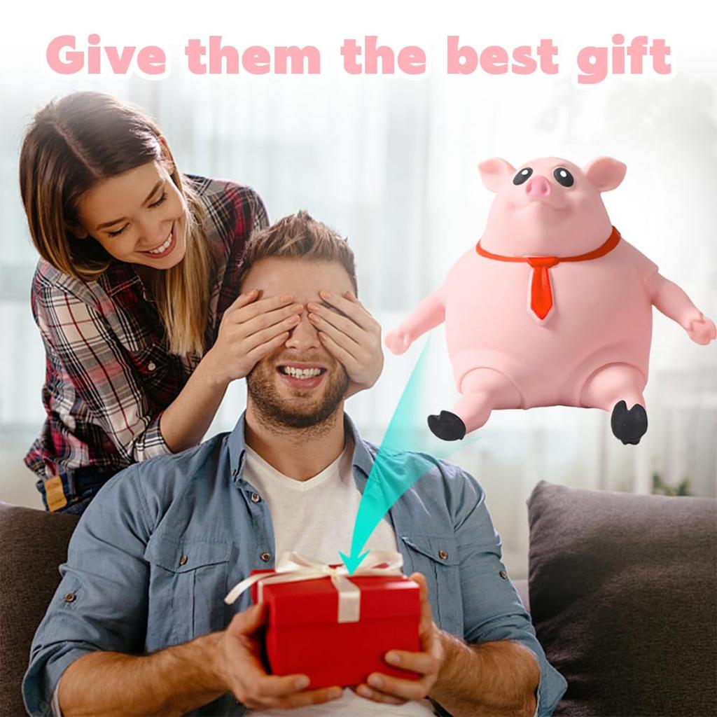 Novelty Toy,Pig Toy Soft And Elastic Decompression Toy,Decompress And Stretch Stress Pig Stress Relief Toy For Kid Adult