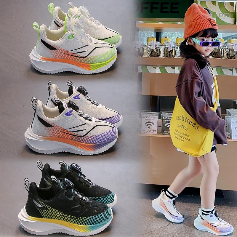 Girls' sports shoes 2025 spring and autumn new fashion knob medium and older children's casual shoes soft sole non-slip children's running shoes